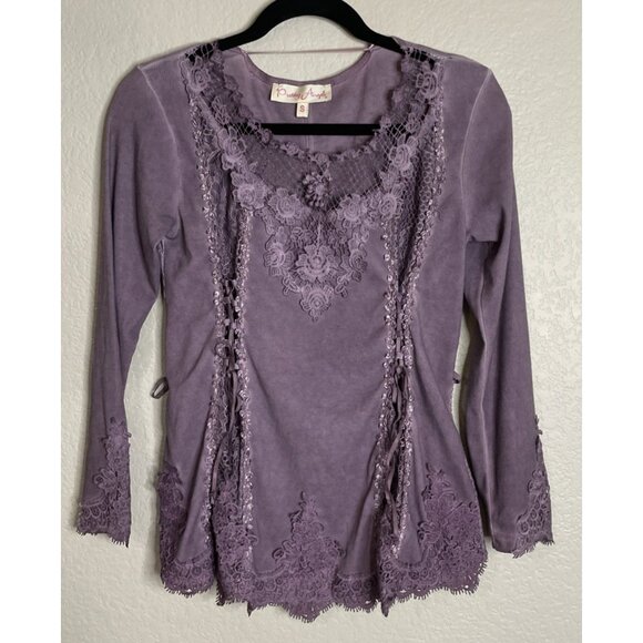 Pretty Angel Womens Small Lavendar Purple Top Long Sleeve Coquette Lace Romantic - Picture 1 of 8